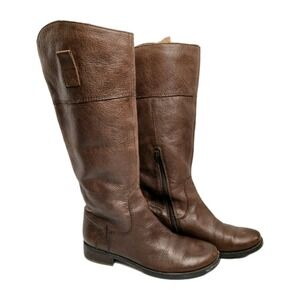 NINE WEST Takedown Brown Pebbled Leather Knee High 15" Boots Women Sz 7.5M #1517
